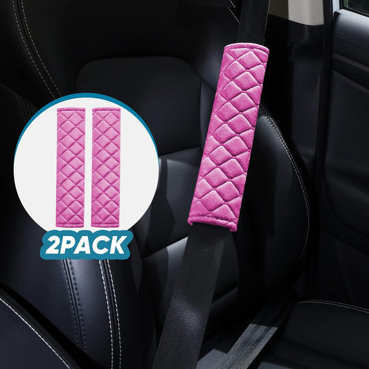 2Pcs Car Seat Belt Cover Pads, Shoulder Seatbelt Pads Cover, Safety Belt Strap Shoulder Pad for Adults and Children (Pink)