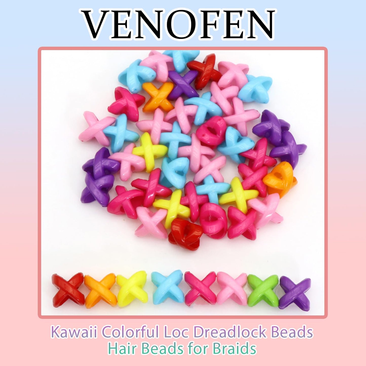 VENOFEN 50PCS Hair Beads for Braids - Candy Color Loc Dreadlock and Hair Jewelry Accessories for Kids and Women
