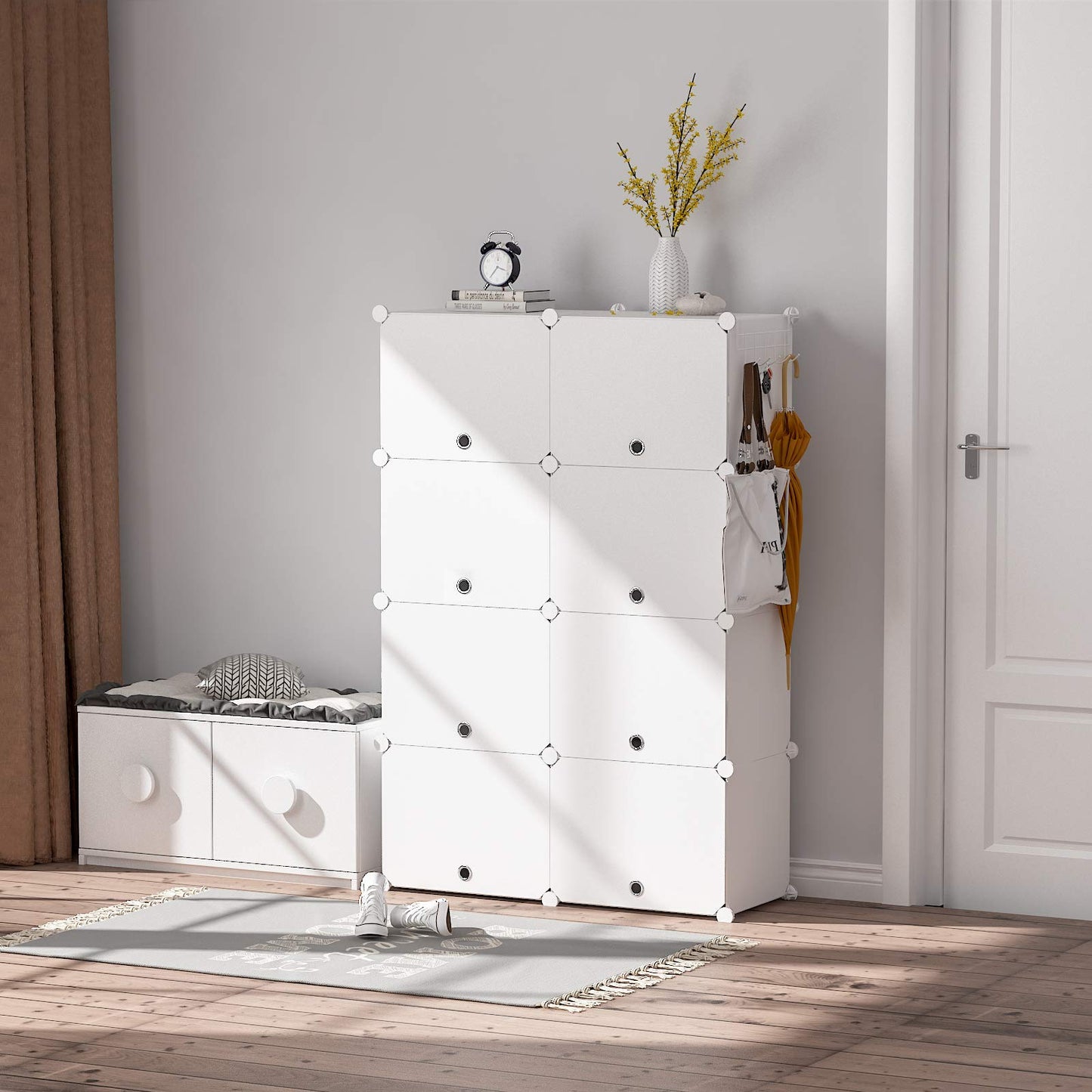 HOMIDEC Shoe Rack, 8 Tier Shoe Storage Cabinet 32 Pair Plastic Shoe Shelves Organizer for Closet Hallway Bedroom Entryway