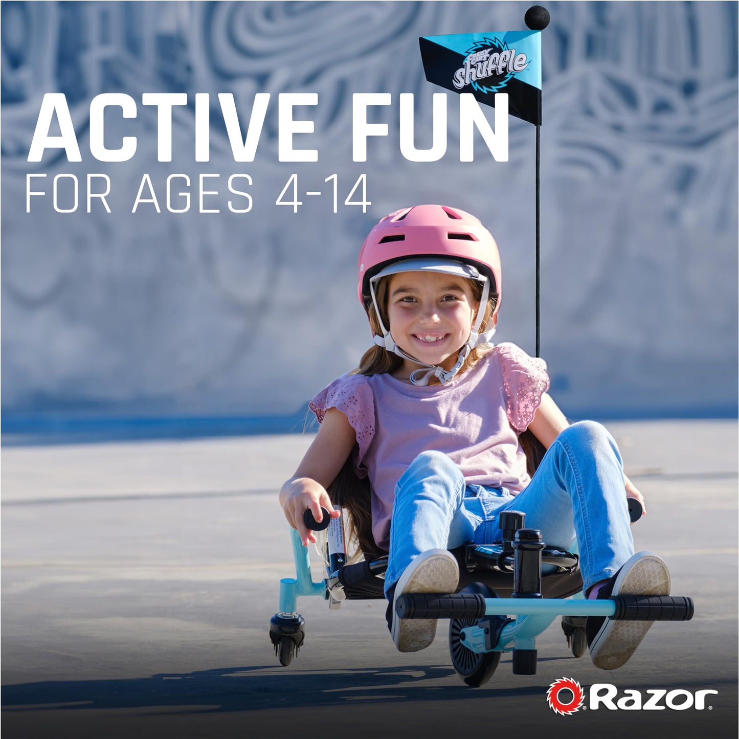 Crazy Cart Shuffle by Razor – Kid-Powered Drifting Go-Kart for Ages 4+, Crazy Cart Drift Bar Technology, Adjustable Frame with 5 Length Settings