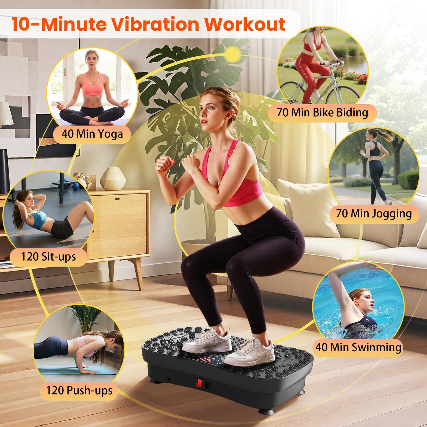AXV Vibration Plate Fitness Platform Exercise Machine Vibrating Shaking Workout Full Body Shaker Vibrate Stand Shake Board Sport Gym Pad for Weight Loss Fat Burner for Women Men