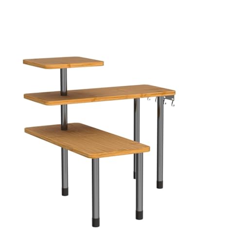 ZHWS Bathroom Counter Organizer Corner Countertop Shelf Adjustable 3 Tier Corner Shelf Kitchen Counter Organizer with 4 Metal Hooks for Bathroom Counter, Makeups, Dresser Table, Over Sink