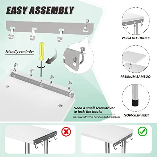 ZHWS Bathroom Counter Organizer Corner Countertop Shelf Adjustable 3 Tier Corner Shelf Kitchen Counter Organizer with 4 Metal Hooks for Bathroom Counter, Makeups, Dresser Table, Over Sink