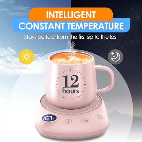 Coffee Mug Warmer - Fastest Heating & Highest Temperature, Coffee Cup Warmer for Desk Auto Shut Off, 4 Temp Settings & 1-12H Timer, Smart Electric Beverage Warmer for Coffee, Tea (Black)