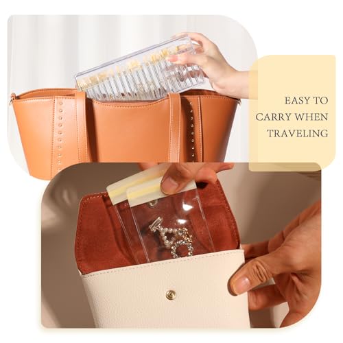 Acrylic Jewelry Box Organizer, Clear Jewelry Organizer and Storage with 20 Portable Anti Tarnish Jewelry bags, Travel Jewelry Case for Earrings/Rings/Necklaces Gifts for Women Girls, Clear