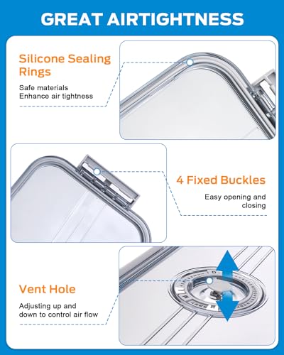 Dynta Bread Box 2 Pack Bread Container Airtight, Recording Time Bread Boxes for Kitchen Counter Organizers and Storage, Plastic Bread Storage with Lid for Homemade Bread, Toast, Loaf, Cookies