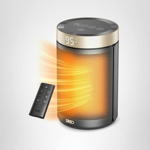 Dreo Space Heater, Portable Electric Heaters for Indoor Use with Thermostat and Remote, 2024 Upgraded, Digital Display, 12H Timer, 5 Mode, 1500W PTC Ceramic Fast Safety Heat for Office Bedroom Home