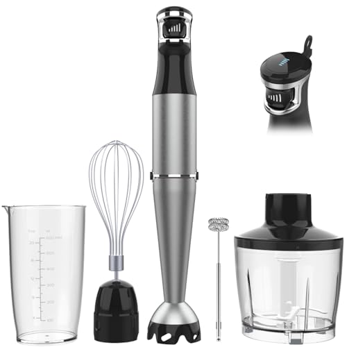 Immersion Blender Handheld Corded Hand Blenders Set 1100W, Trigger Variable Speed 5 in 1 Stick Emulsifier with Chopper, Whisk and Frother for Soup, Baby Food and Smoothies