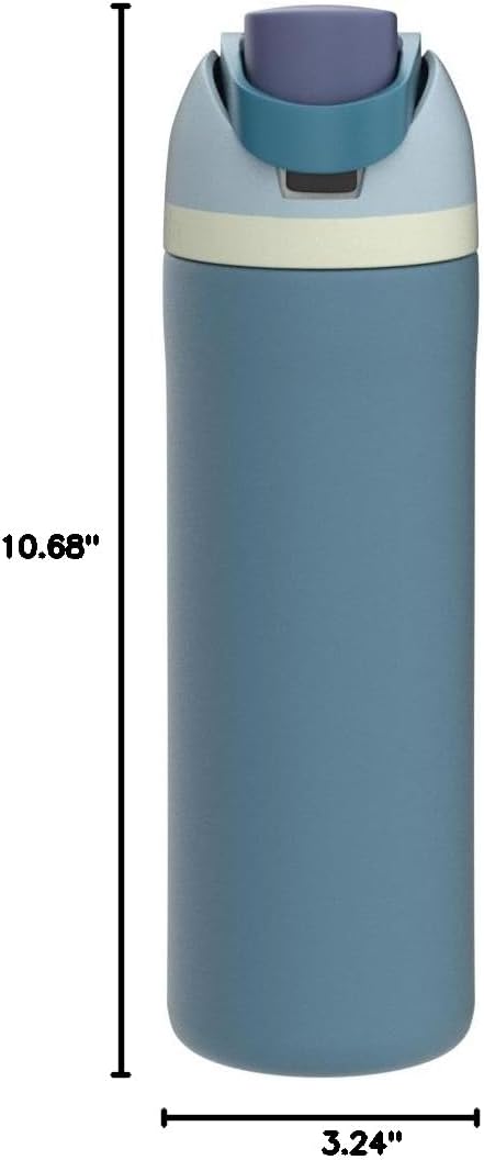 Freesip Insulated Stainless Steel Water Bottle with Straw, Bpa-Free Sports Water Bottle, Great for Travel, 24 Oz, Denim