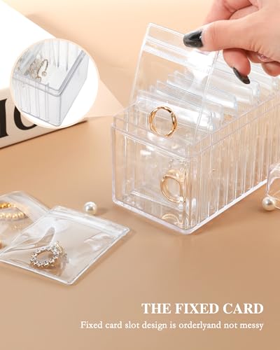 Acrylic Jewelry Box Organizer, Clear Jewelry Organizer and Storage with 20 Portable Anti Tarnish Jewelry bags, Travel Jewelry Case for Earrings/Rings/Necklaces Gifts for Women Girls, Clear