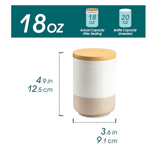 vancasso Sabine Ceramic Canister Set with Airtight Wood Lids - 3-Piece Kitchen Storage for Flour, Sugar, Coffee, Tea & Spices - Modern Countertop Decor