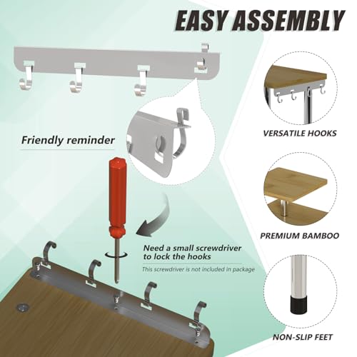 ZHWS Bathroom Counter Organizer Corner Countertop Shelf Adjustable 3 Tier Corner Shelf Kitchen Counter Organizer with 4 Metal Hooks for Bathroom Counter, Makeups, Dresser Table, Over Sink