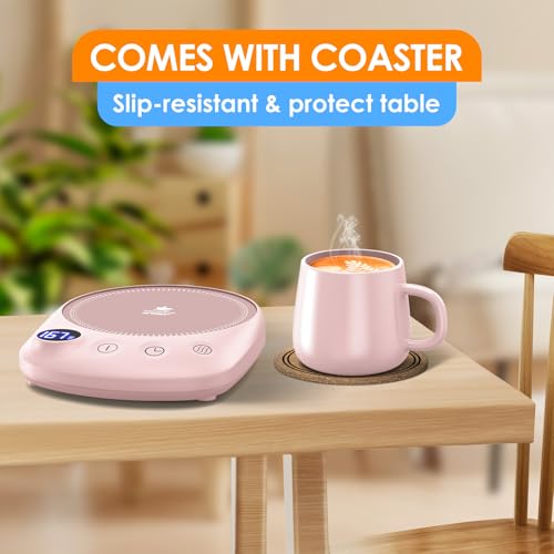 Coffee Mug Warmer - Fastest Heating & Highest Temperature, Coffee Cup Warmer for Desk Auto Shut Off, 4 Temp Settings & 1-12H Timer, Smart Electric Beverage Warmer for Coffee, Tea (Black)