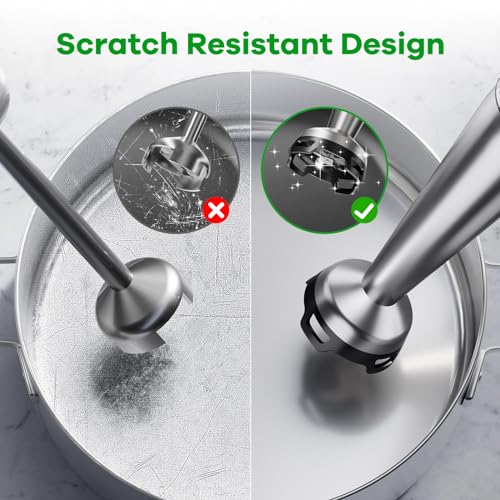 Immersion Blender Handheld Corded Hand Blenders Set 1100W, Trigger Variable Speed 5 in 1 Stick Emulsifier with Chopper, Whisk and Frother for Soup, Baby Food and Smoothies