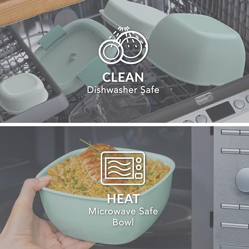 Bentgo Salad Container - 54 oz Bowl with 4-Compartment Toppings Tray, Leak-Proof Dressing Container, Reusable Fork, BPA-Free Lunch Box for Meal Prep & Food Storage; Removable Bento Tray (Slate)