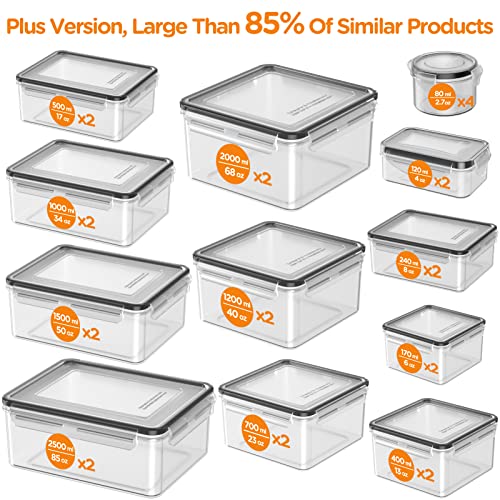 40 PCS Food Storage Containers with Lids Airtight, 100% Leakproof Plastic Meal-Prep Containers Reusable(20 Containers & 20 Lids),Microwave and Dishwasher Safe, Includes Labels & Pen