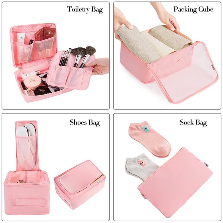 BAGAIL 8 Set Packing Cubes Luggage Packing Organizers for Travel Accessories (Blush Pink)