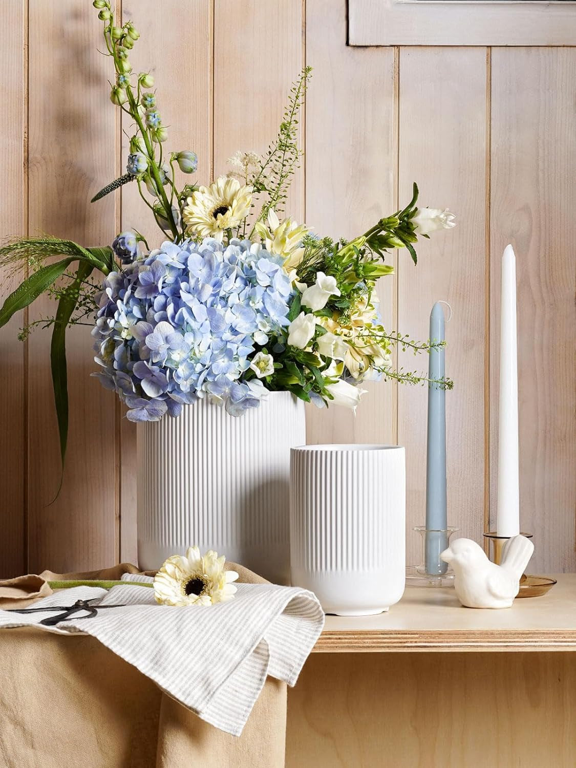 Utensil Holder, 7.3"+5.4" Ceramic Kitchen Utensil Holder for Countertop, Large Cooking Utensil Crocks for Kitchen Counter Decor, Morden Utensil Organizer for Spatula, Set of 2, White