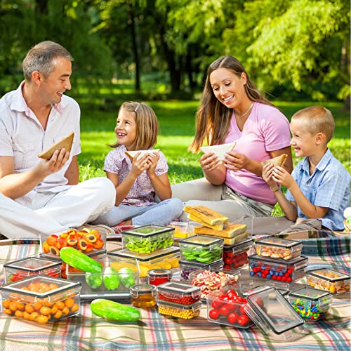 40 PCS Food Storage Containers with Lids Airtight, 100% Leakproof Plastic Meal-Prep Containers Reusable(20 Containers & 20 Lids),Microwave and Dishwasher Safe, Includes Labels & Pen