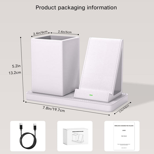 LADSTAG Desk Organizer with Phone Holder,White Multi-Functional Pencil Holder for Desk, Desk Organizers and Accessories for Office Art Supplies,Desk Phone Stand Charger for Desktop/Counter