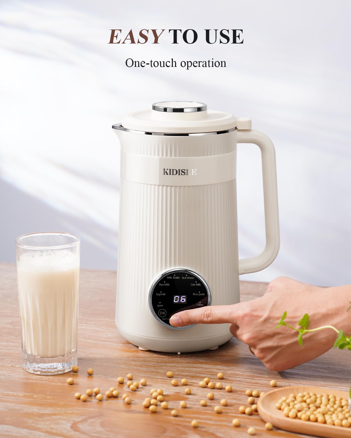 KIDISLE 8 in 1 Nut Milk Maker Blender, 32oz Homemade Soy, Almond, Oat, Coconut, Plant Based and Non Dairy Beverages, Automatic Soybean Machine With Delay Start/Keep Warm/Boil Water, Cream