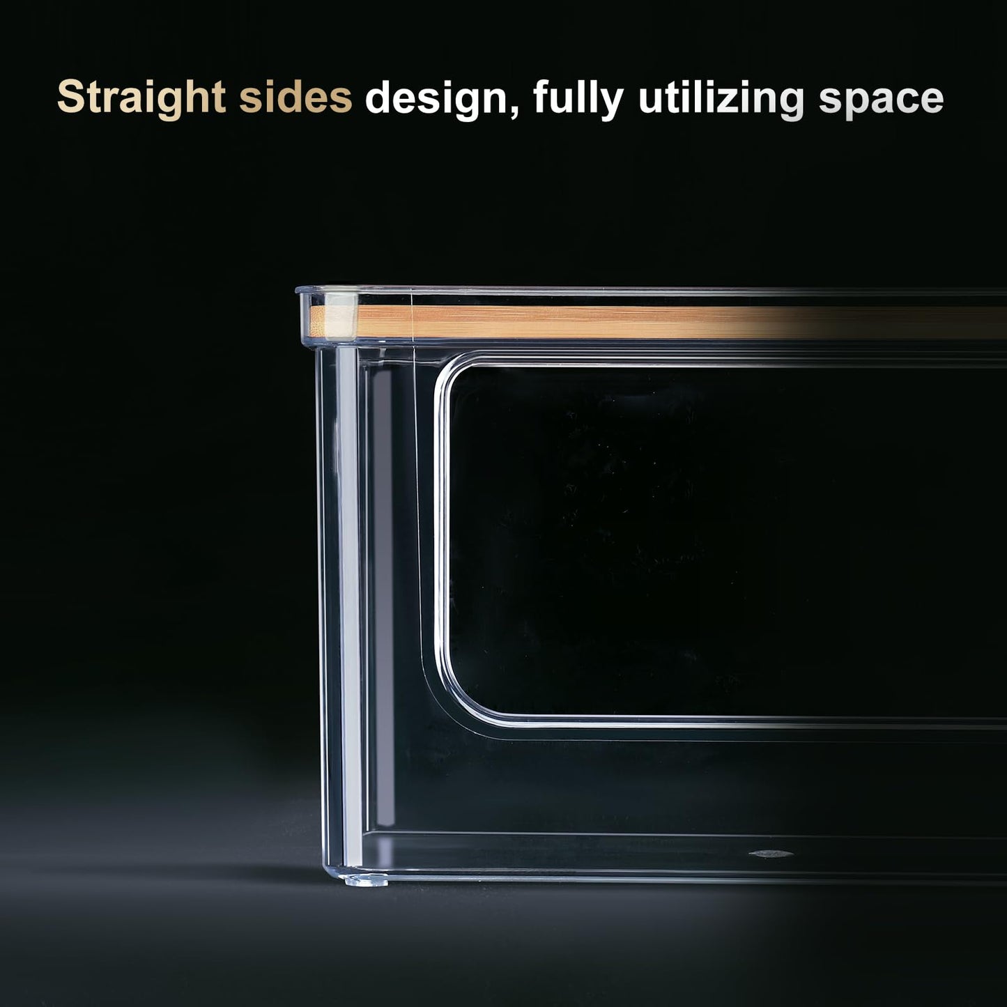 Hudgan Stackable Storage with Bamboo Top for Kitchen Laundry Room Organization, Extra Large Trash Bag/Garbage Bag Dispenser, Pantry Organizers and Storage Under Sink Organizer