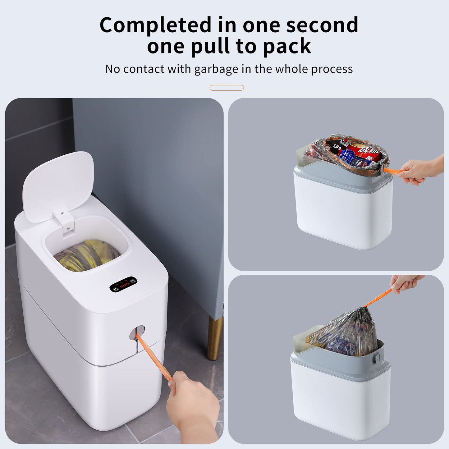 MOPUP Touchless Bathroom Trash Can, Automatic Garbage Can for Bedroom,Office Motion Sensor Trash Bin,3.5 Gallon Dogproof Plastic Slim Wastebasket for Toilet, RV,Living Room, White