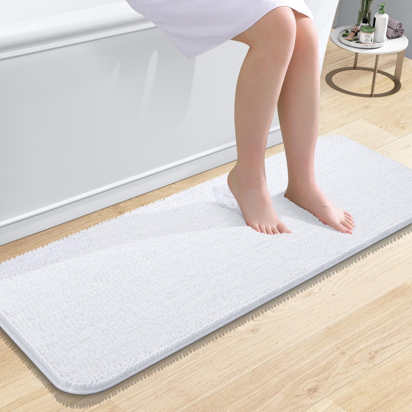 OLANLY Bathroom Rugs 30x20, Extra Soft Absorbent Chenille Bath Rugs, Rubber Backing Quick Dry, Machine Washable Bath Mats for Bathroom Floor, Tub and Shower, Home Decor Accessories, Grey