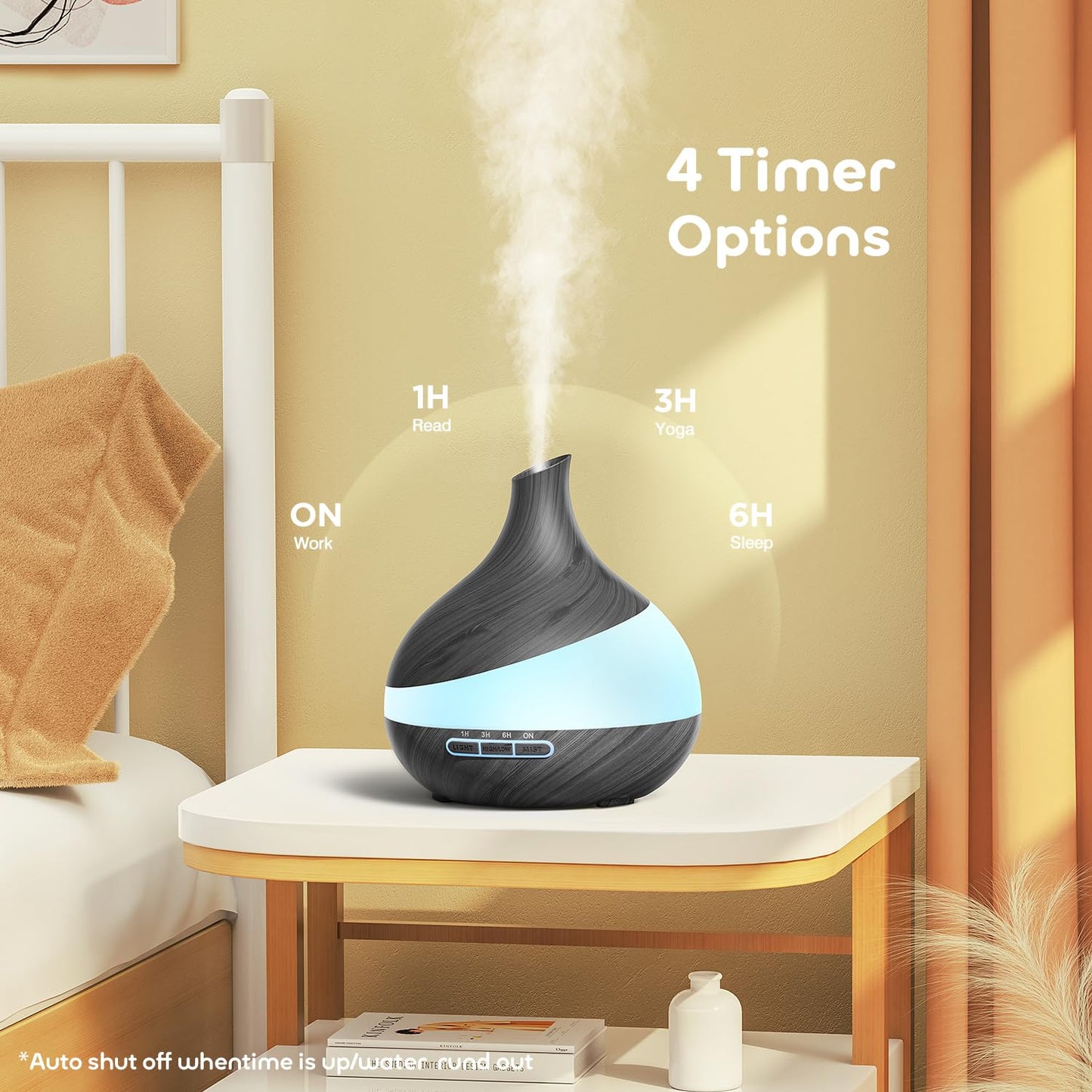 HJTHJT 500ML Essential Oil Diffuser: Aroma Diffuser with Remote Control for Hotel Spa Yoga Room - Humidifier with 14 Colors LED Night Light for Bedroom Home Relaxation