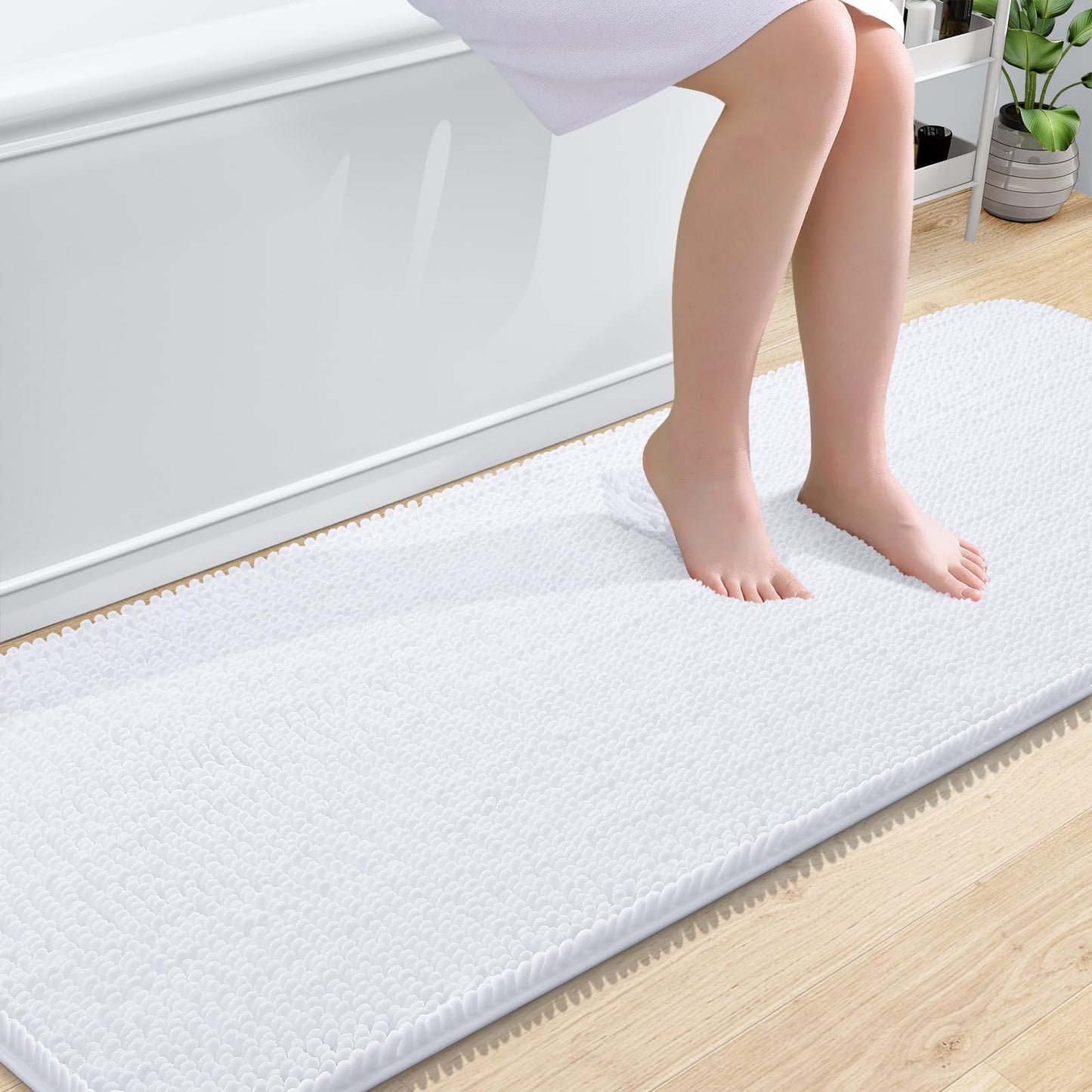 OLANLY Bathroom Rugs 30x20, Extra Soft Absorbent Chenille Bath Rugs, Rubber Backing Quick Dry, Machine Washable Bath Mats for Bathroom Floor, Tub and Shower, Home Decor Accessories, Grey