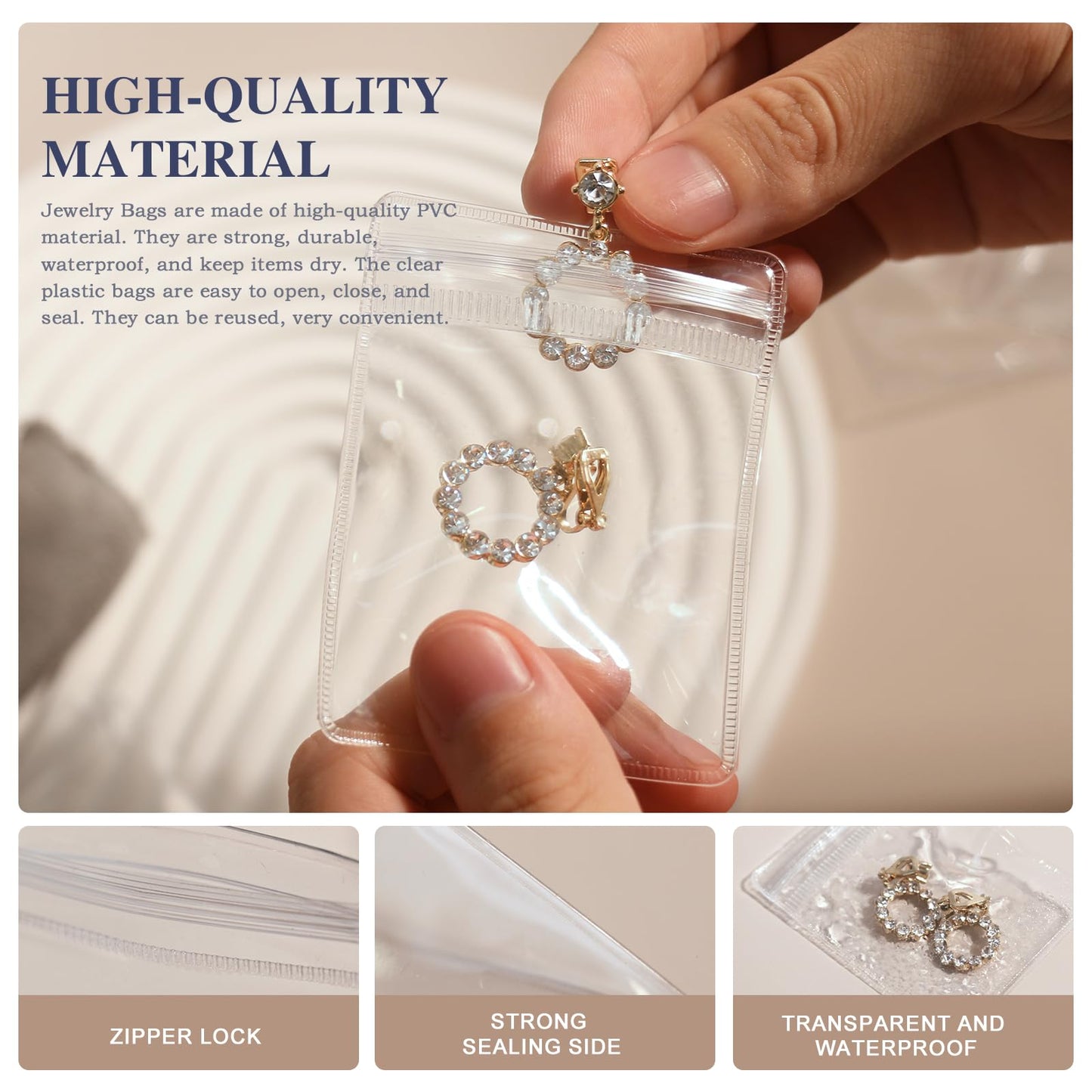 Acrylic Jewelry Box Organizer, Clear Jewelry Organizer and Storage with 20 Portable Anti Tarnish Jewelry bags, Travel Jewelry Case for Earrings/Rings/Necklaces Gifts for Women Girls, Clear