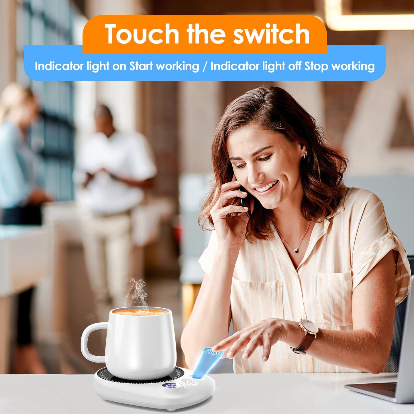 Coffee Mug Warmer - Fastest Heating & Highest Temperature, Coffee Cup Warmer for Desk Auto Shut Off, 4 Temp Settings & 1-12H Timer, Smart Electric Beverage Warmer for Coffee, Tea (Black)