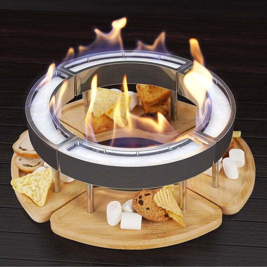 OGERY Tabletop Fire Pit - Ethanol Table Top Firepit for Indoor Outdoor Use, Portable Fire Place with DIY-Style Design to Place Biscuits Snacks for S'Mores - Perfect for Patio Home Decor Parties Gifts