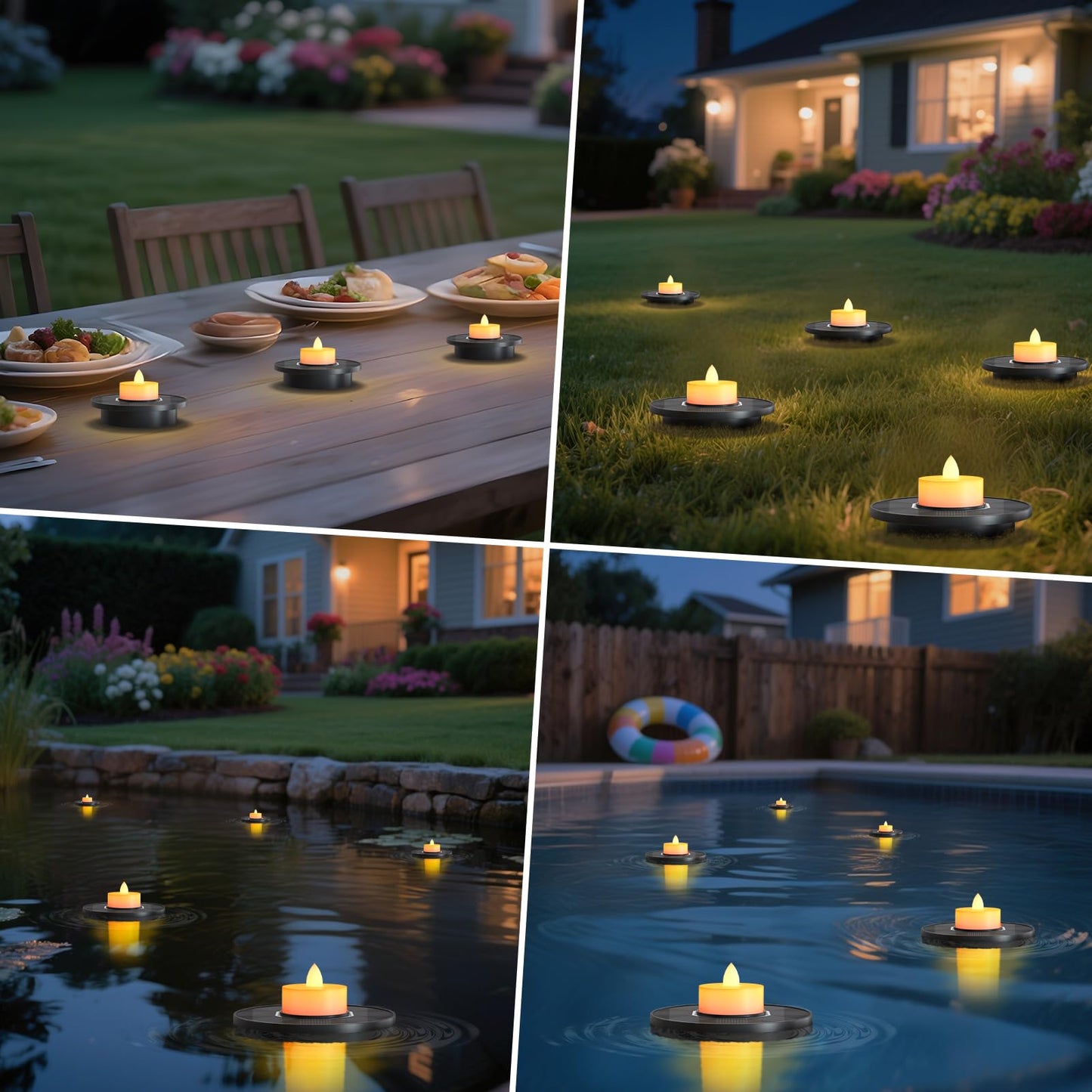 GGNOO Floating Pool Lights, Solar Floating Pool Lights 3 Pack Solar Candles Outdoor IP66 Battery Operated for Swimming Pool, Pond, Fountain, Event, Party (3 Piece)