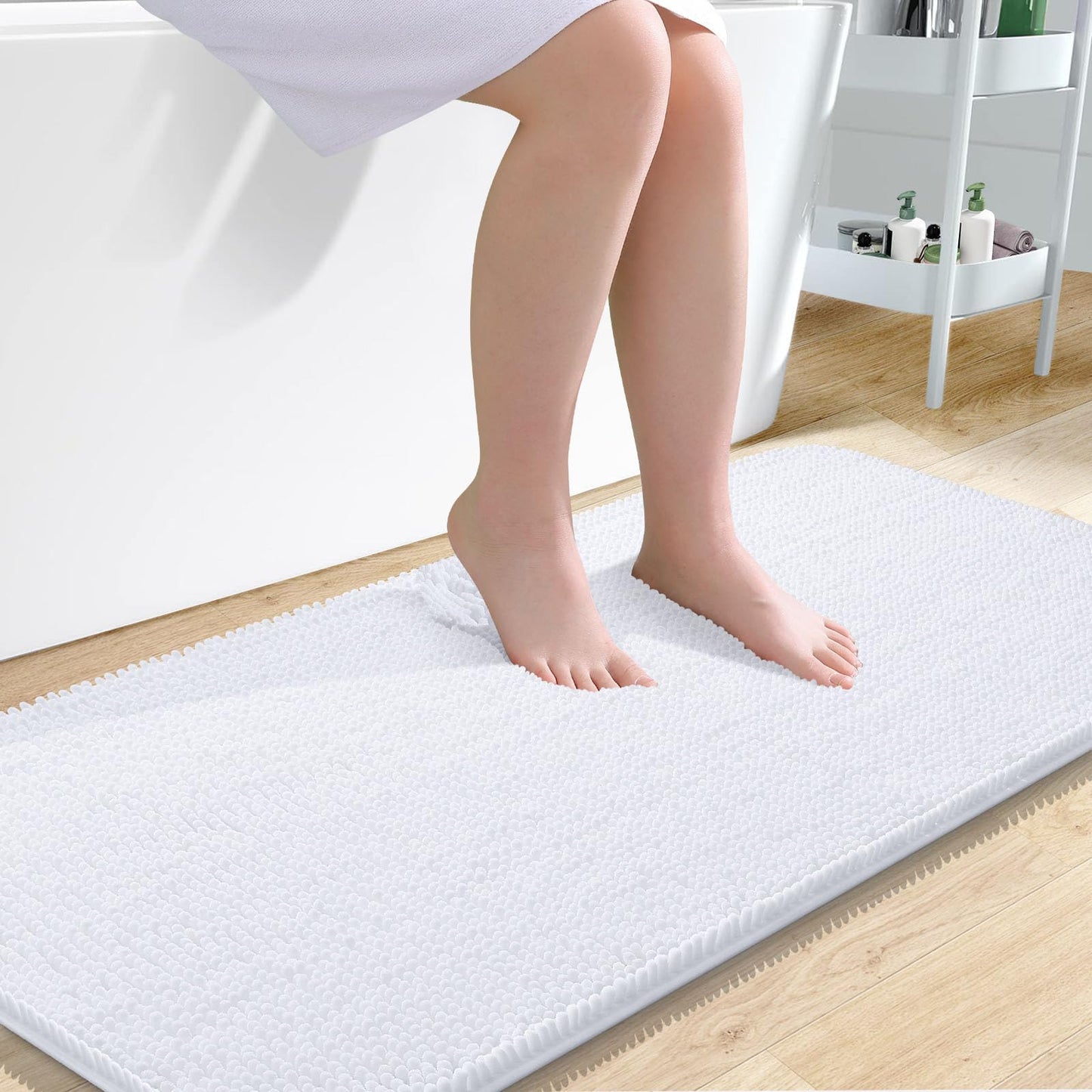 OLANLY Bathroom Rugs 30x20, Extra Soft Absorbent Chenille Bath Rugs, Rubber Backing Quick Dry, Machine Washable Bath Mats for Bathroom Floor, Tub and Shower, Home Decor Accessories, Grey