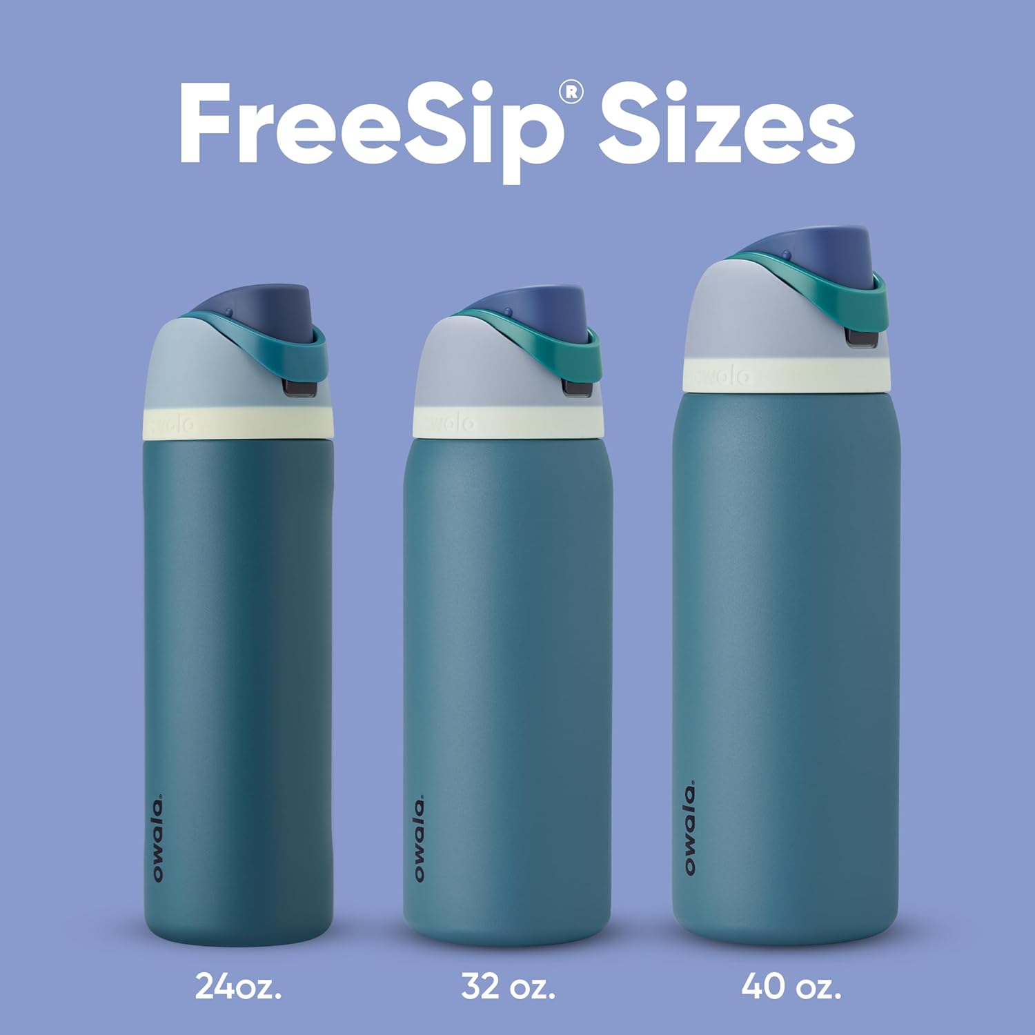 Freesip Insulated Stainless Steel Water Bottle with Straw, Bpa-Free Sports Water Bottle, Great for Travel, 24 Oz, Denim