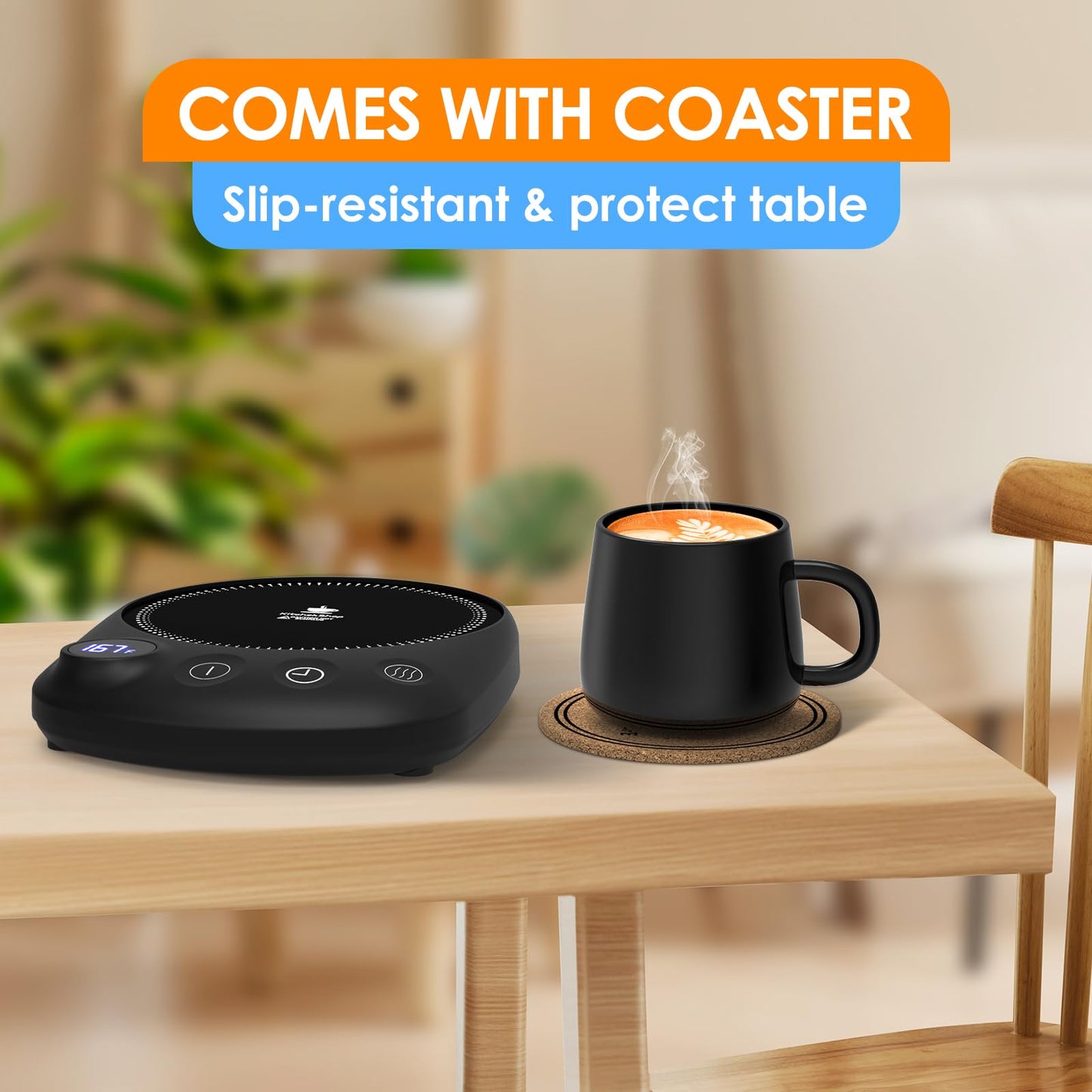 Coffee Mug Warmer - Fastest Heating & Highest Temperature, Coffee Cup Warmer for Desk Auto Shut Off, 4 Temp Settings & 1-12H Timer, Smart Electric Beverage Warmer for Coffee, Tea (Black)