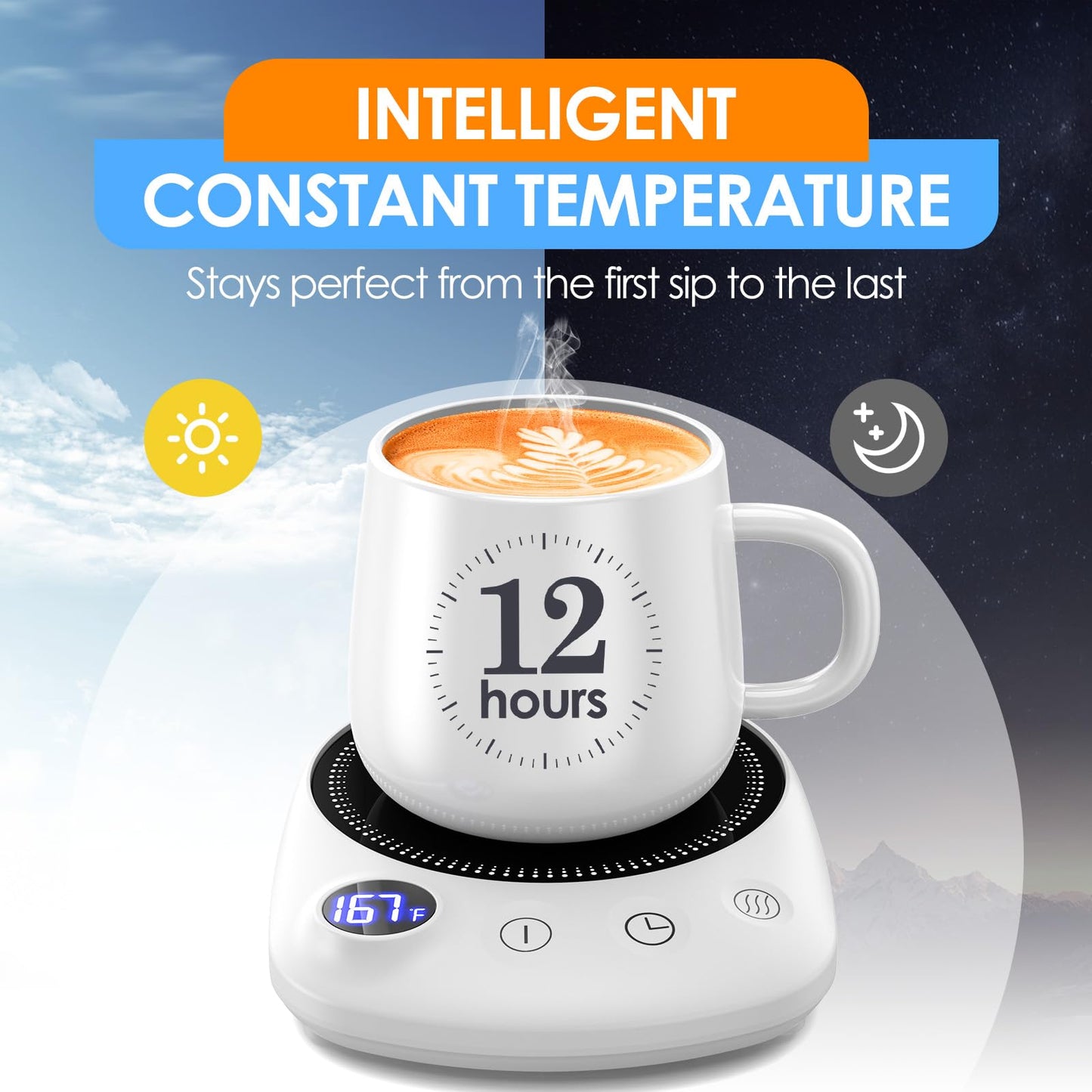 Coffee Mug Warmer - Fastest Heating & Highest Temperature, Coffee Cup Warmer for Desk Auto Shut Off, 4 Temp Settings & 1-12H Timer, Smart Electric Beverage Warmer for Coffee, Tea (Black)