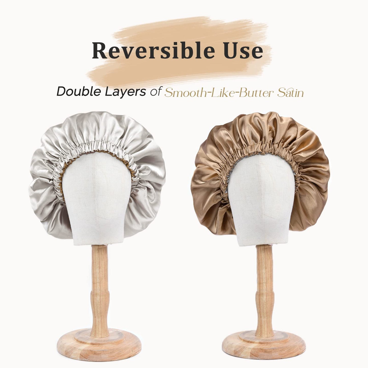 YANIBEST Double Layer Satin Bonnet Silk Bonnet Adjustable Hair Bonnet for Sleeping Bonnets for Women Curly Natural Hair