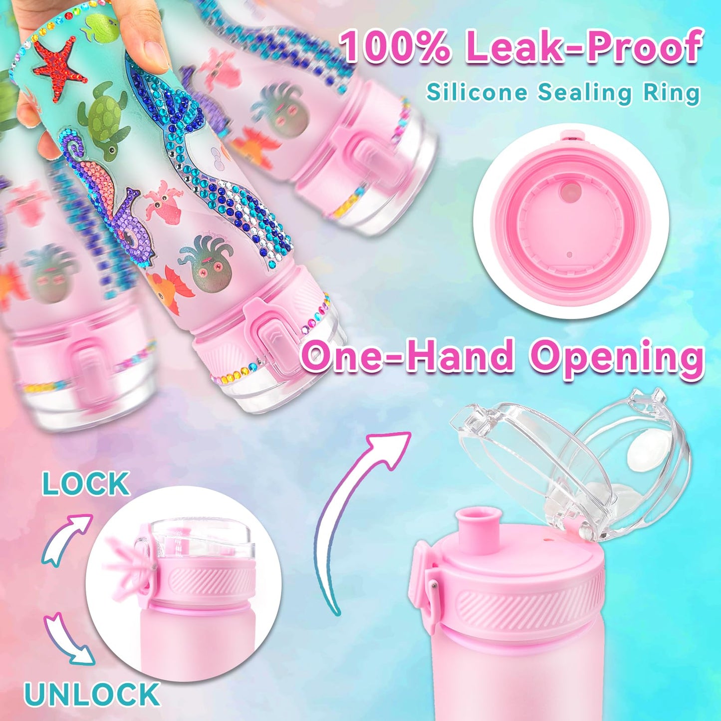 EDsportshouse Decorate Your Own Water Bottle Kits for Girls Age 4-6-8-10,Mermaid Painting Crafts,Fun Arts and Crafts Gifts Toys for Girls Birthday Christmas(Mermaid)