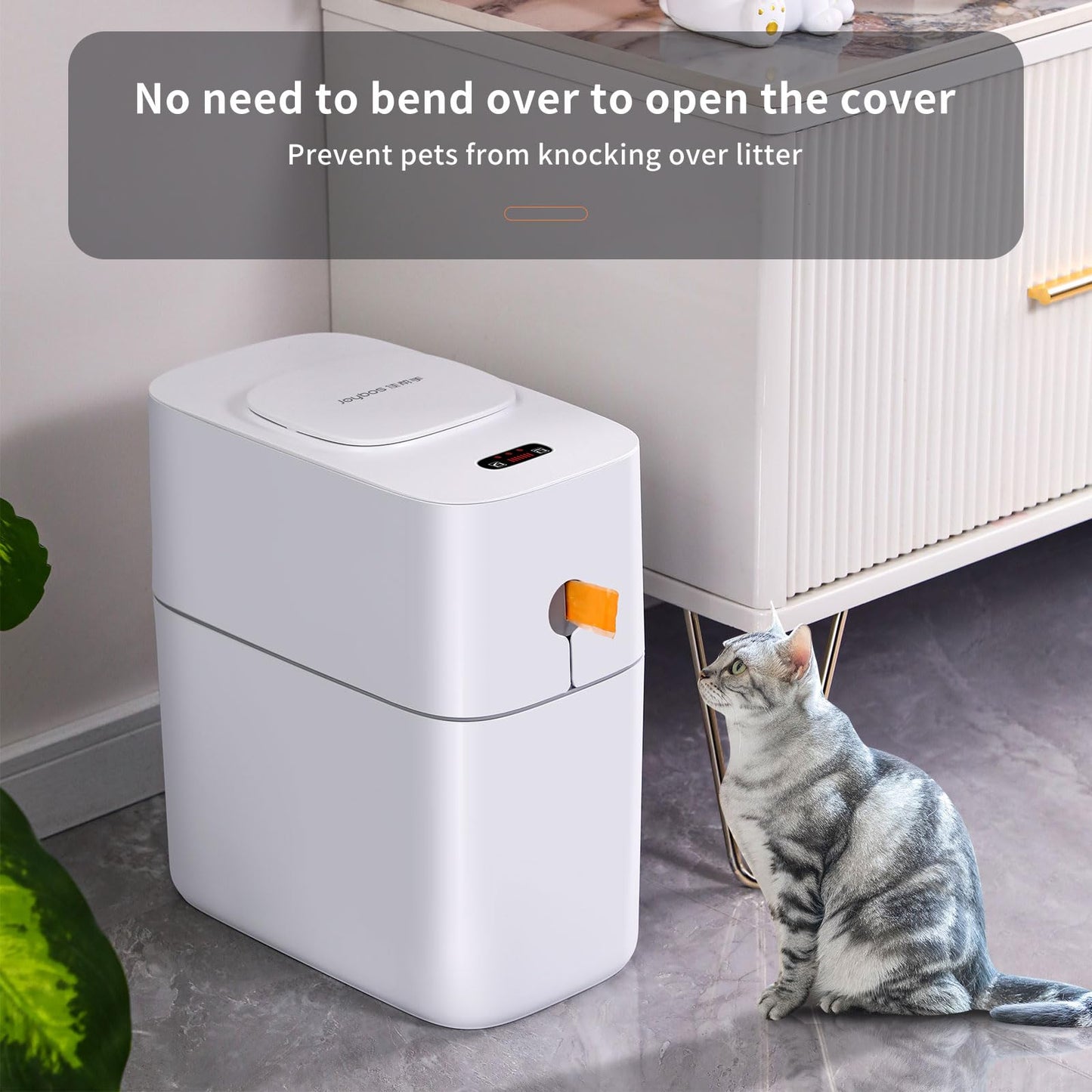 MOPUP Touchless Bathroom Trash Can, Automatic Garbage Can for Bedroom,Office Motion Sensor Trash Bin,3.5 Gallon Dogproof Plastic Slim Wastebasket for Toilet, RV,Living Room, White