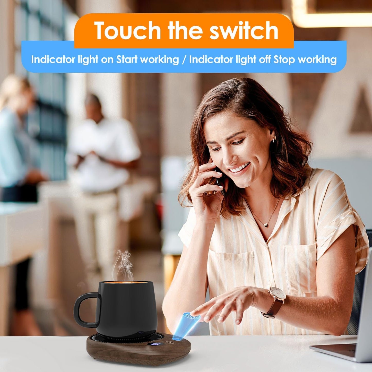 Coffee Mug Warmer - Fastest Heating & Highest Temperature, Coffee Cup Warmer for Desk Auto Shut Off, 4 Temp Settings & 1-12H Timer, Smart Electric Beverage Warmer for Coffee, Tea (Black)