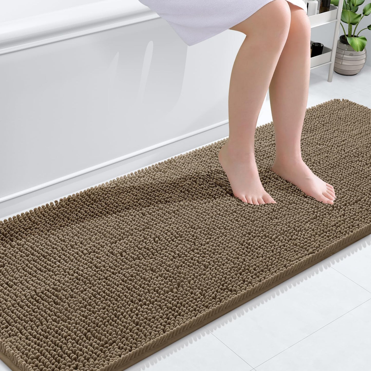 OLANLY Bathroom Rugs 30x20, Extra Soft Absorbent Chenille Bath Rugs, Rubber Backing Quick Dry, Machine Washable Bath Mats for Bathroom Floor, Tub and Shower, Home Decor Accessories, Grey