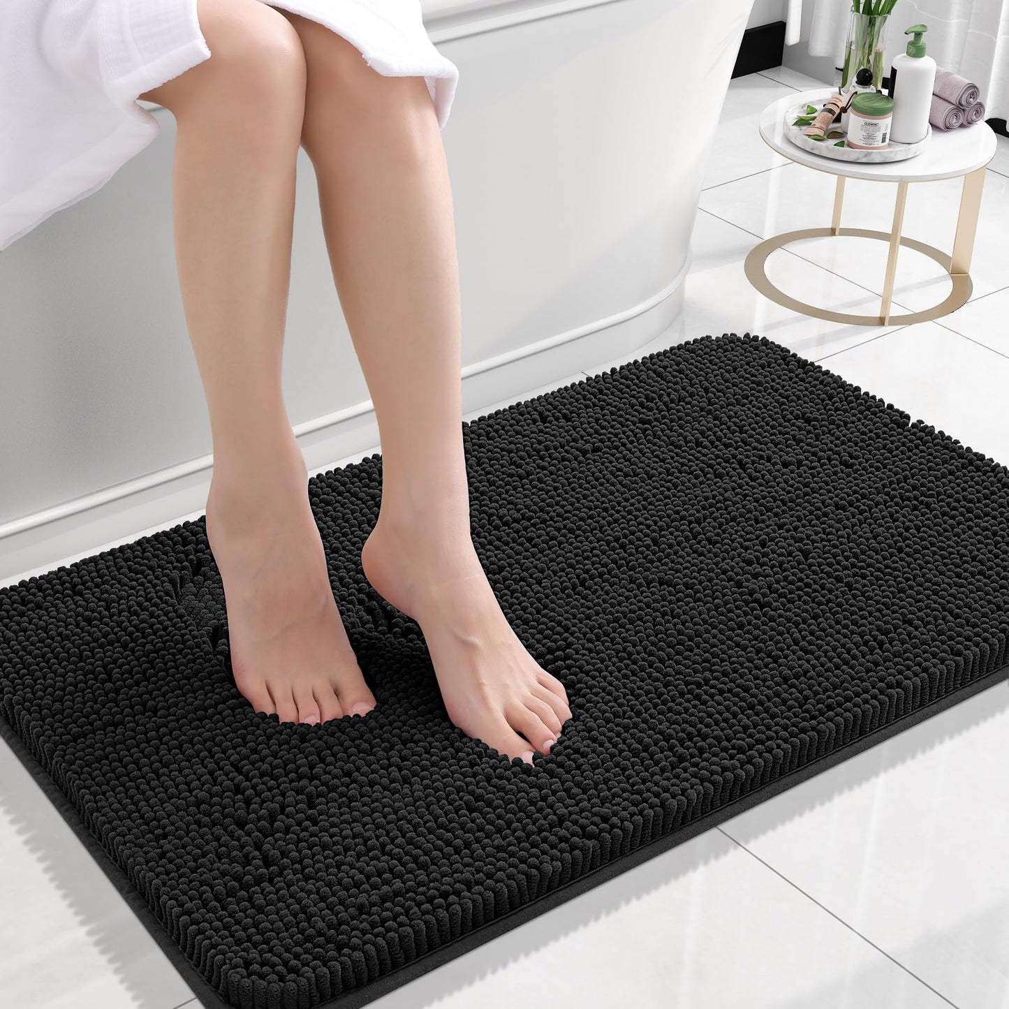 OLANLY Bathroom Rugs 30x20, Extra Soft Absorbent Chenille Bath Rugs, Rubber Backing Quick Dry, Machine Washable Bath Mats for Bathroom Floor, Tub and Shower, Home Decor Accessories, Grey