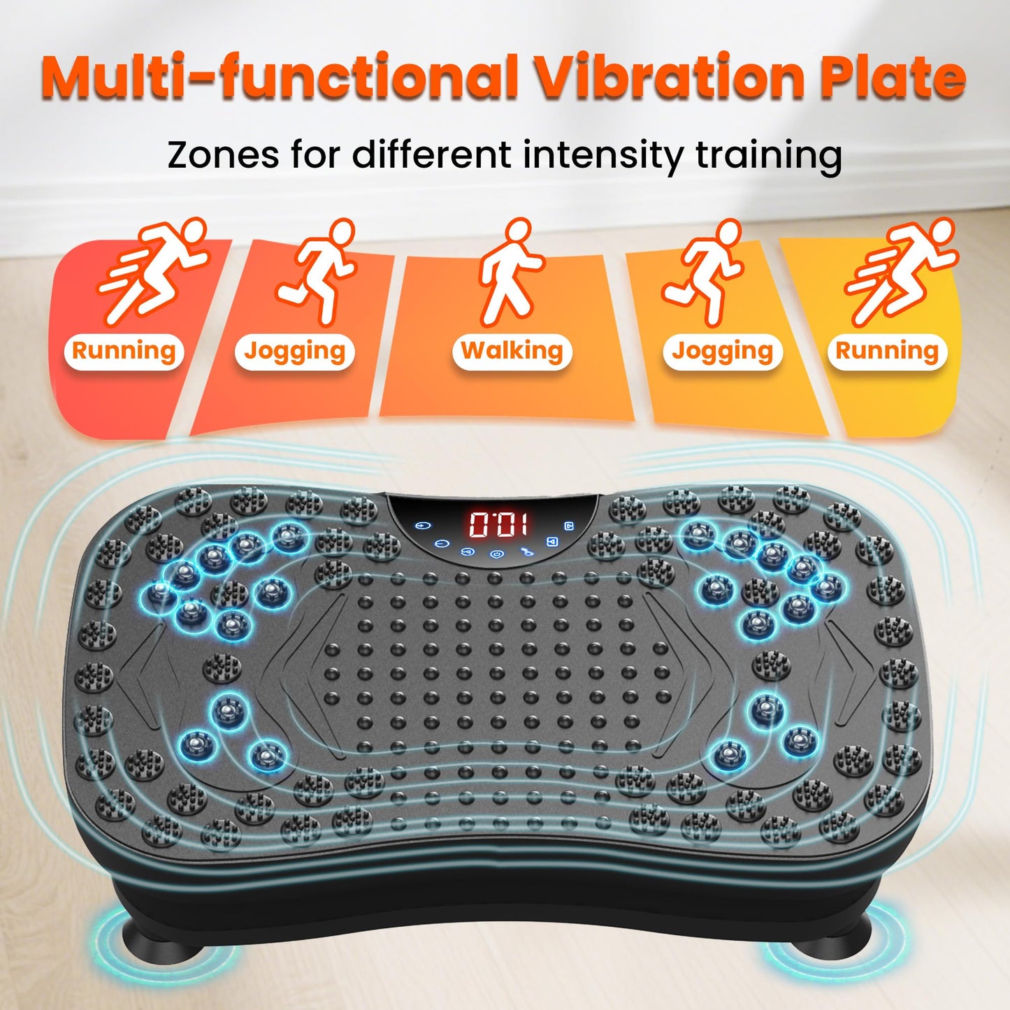 AXV Vibration Plate Fitness Platform Exercise Machine Vibrating Shaking Workout Full Body Shaker Vibrate Stand Shake Board Sport Gym Pad for Weight Loss Fat Burner for Women Men