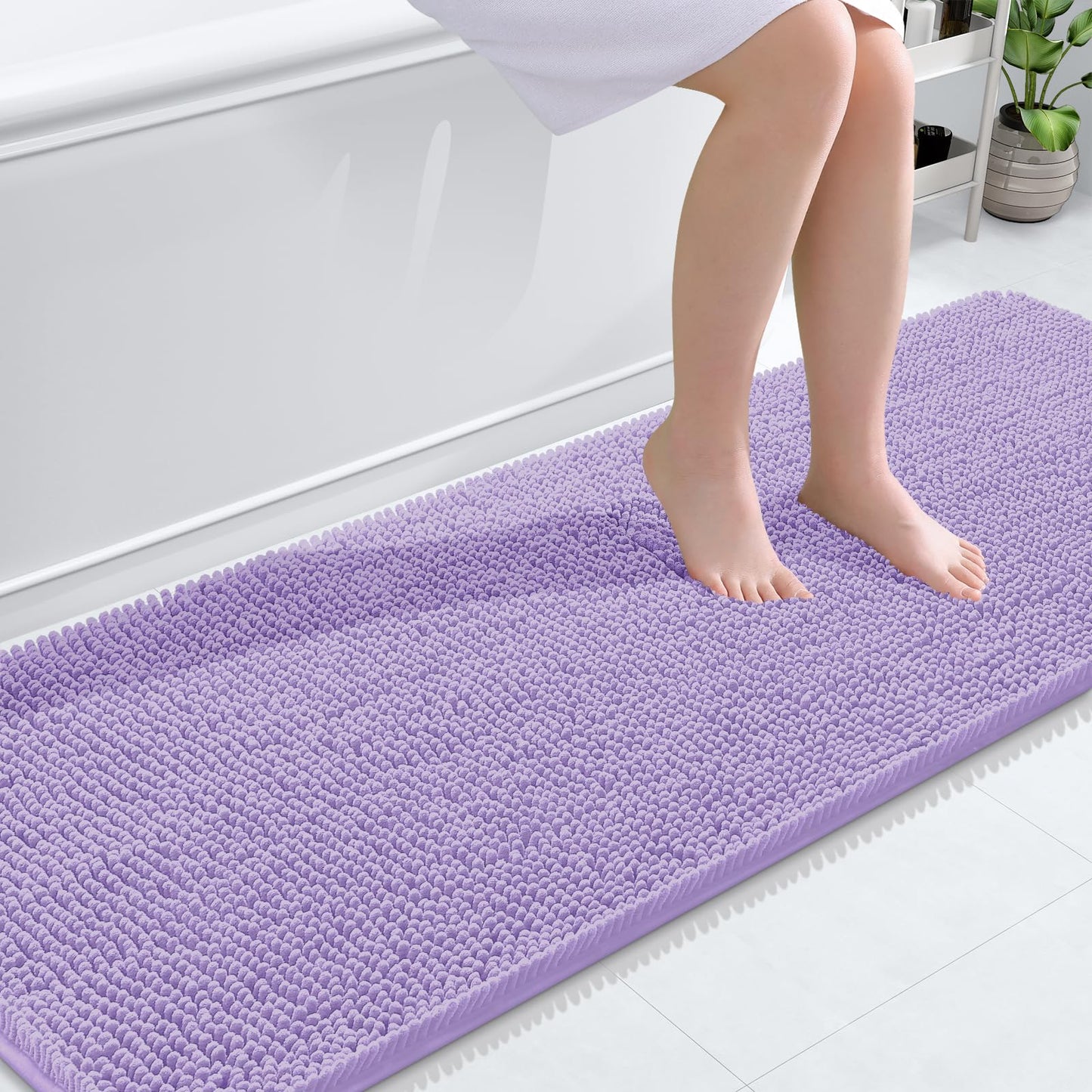OLANLY Bathroom Rugs 30x20, Extra Soft Absorbent Chenille Bath Rugs, Rubber Backing Quick Dry, Machine Washable Bath Mats for Bathroom Floor, Tub and Shower, Home Decor Accessories, Grey