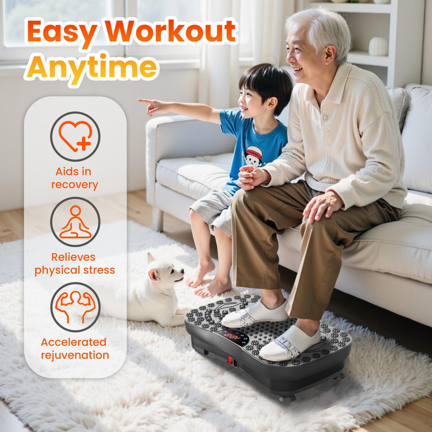 AXV Vibration Plate Fitness Platform Exercise Machine Vibrating Shaking Workout Full Body Shaker Vibrate Stand Shake Board Sport Gym Pad for Weight Loss Fat Burner for Women Men
