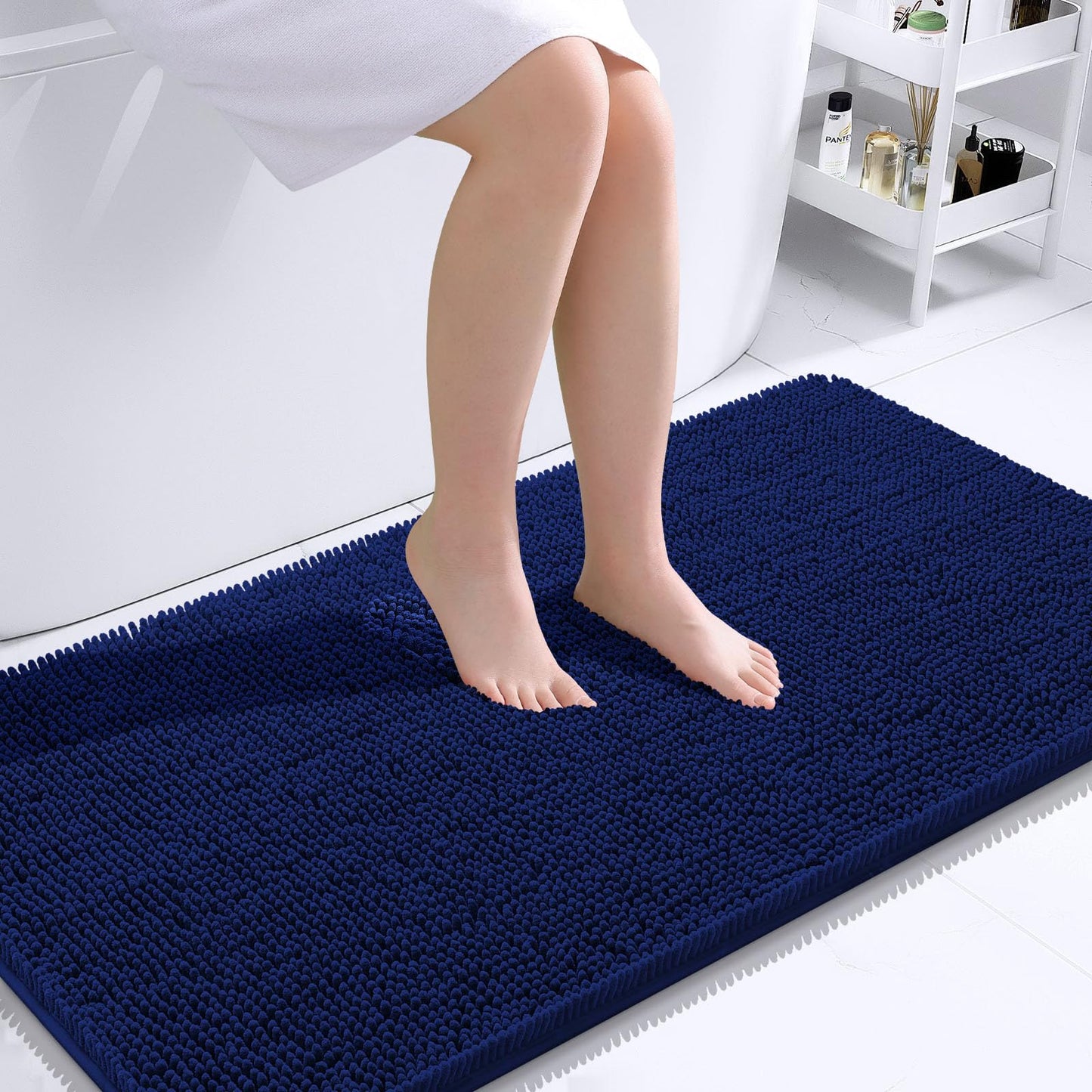 OLANLY Bathroom Rugs 30x20, Extra Soft Absorbent Chenille Bath Rugs, Rubber Backing Quick Dry, Machine Washable Bath Mats for Bathroom Floor, Tub and Shower, Home Decor Accessories, Grey