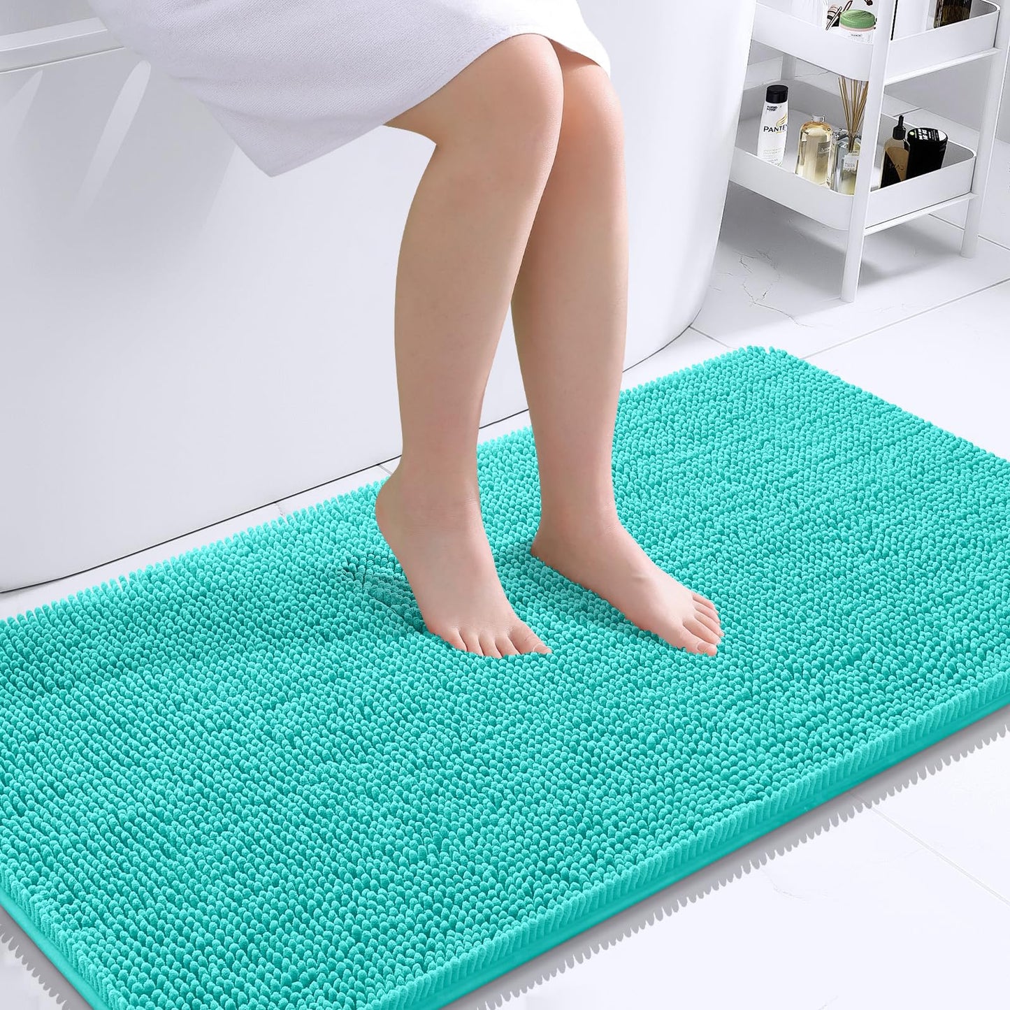 OLANLY Bathroom Rugs 30x20, Extra Soft Absorbent Chenille Bath Rugs, Rubber Backing Quick Dry, Machine Washable Bath Mats for Bathroom Floor, Tub and Shower, Home Decor Accessories, Grey