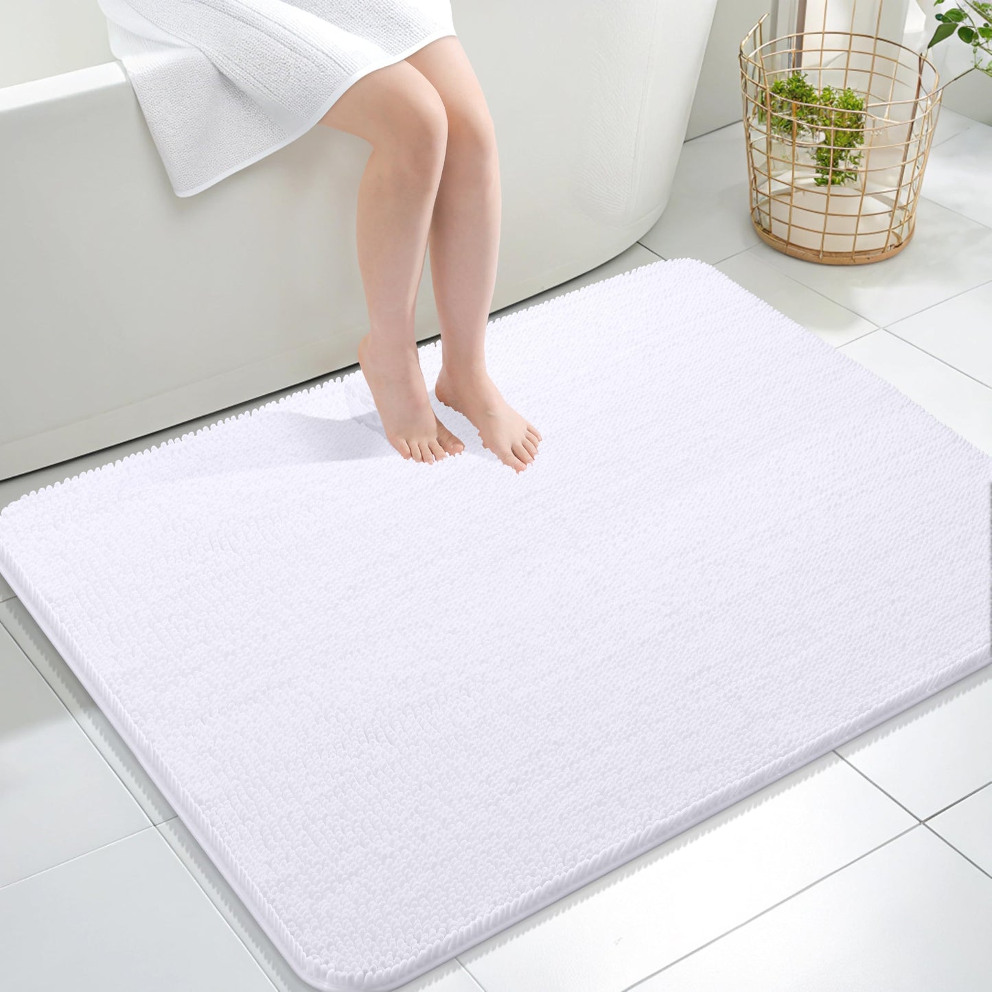 OLANLY Bathroom Rugs 30x20, Extra Soft Absorbent Chenille Bath Rugs, Rubber Backing Quick Dry, Machine Washable Bath Mats for Bathroom Floor, Tub and Shower, Home Decor Accessories, Grey